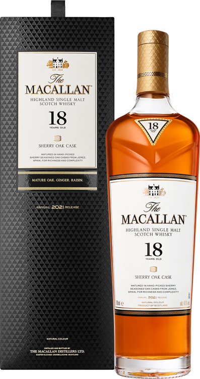 Macallan 18 Year Old Single Malt Scotch Whiskey Sherry Oak 2021