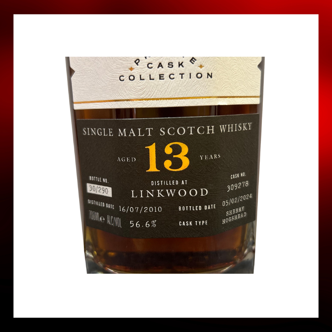 FINN THOMSON linkwood 13 year old cask#309278 Sherry HOGSHEAD 56.6% vol -700ml